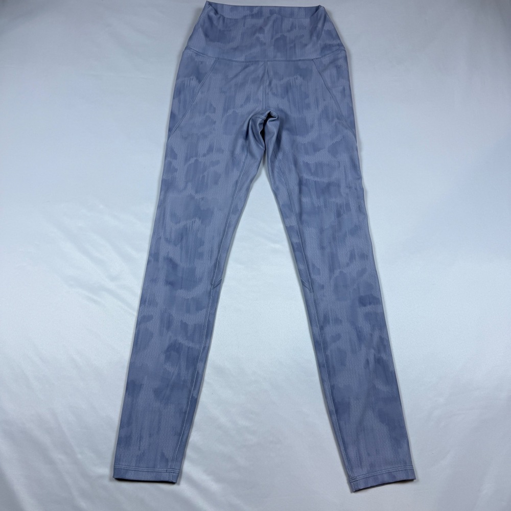 Mono B Leggings Womens Small Periwinkle Blue Abstract Camo High Rise Pockets